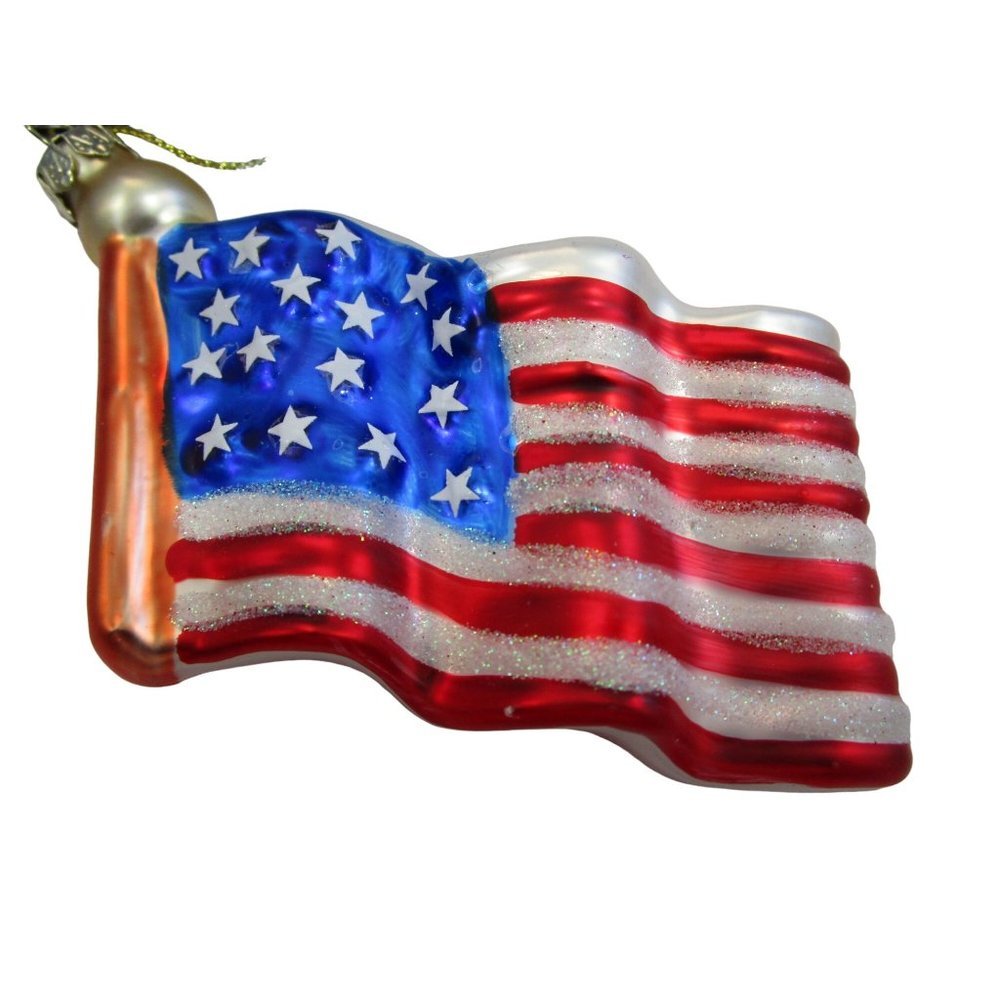 American Flag Patriotic Mercury Style Glass Ornament New Robert Stanley 2023